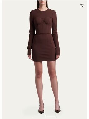 Dolce & Gabbana Chocolate Brown Long-Sleeve Corset Top